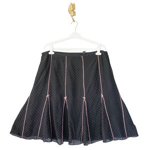 Context Woman Polka Dot Bow Silk Flare Skirt 20W Coquette Cocktail Preppy Retro